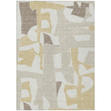 3' X 5' Ivory And Beige Geometric Washable Indoor Outdoor Area Rug