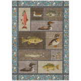3' X 5' Brown And Teal Blue Floral Medallion Washable Indoor Outdoor Area Rug
