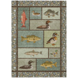 5' X 8' Green And Brown Floral Medallion Washable Indoor Outdoor Area Rug