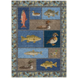 3' X 5' Navy Blue And Denim Blue Floral Medallion Washable Indoor Outdoor Area Rug