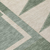 8' Green And Fern Green Round Geometric Washable Indoor Outdoor Area Rug