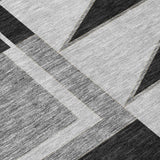 3' X 5' Black And Gray Geometric Washable Indoor Outdoor Area Rug