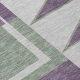 8' Plum And Silver Round Geometric Washable Indoor Outdoor Area Rug