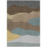 3' X 5' Brown And Gray Geometric Washable Indoor Outdoor Area Rug