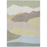3' X 5' Ivory And Green Geometric Washable Indoor Outdoor Area Rug