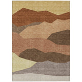 3' X 5' Orange And Copper Geometric Washable Indoor Outdoor Area Rug
