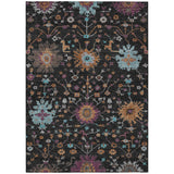 3' X 5' Black And Teal Blue Faux Bois Washable Indoor Outdoor Area Rug