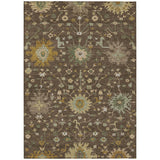 3' X 5' Chocolate And Olive Green Faux Bois Washable Indoor Outdoor Area Rug