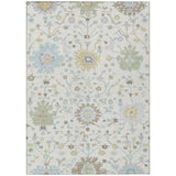 5' X 8' Ivory And Green Faux Bois Washable Indoor Outdoor Area Rug