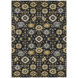 3' X 5' Black And Graphite Geometric Washable Indoor Outdoor Area Rug