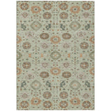 5' X 8' Green And Khaki Geometric Washable Indoor Outdoor Area Rug