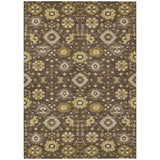 3' X 5' Chocolate And Brown Geometric Washable Indoor Outdoor Area Rug