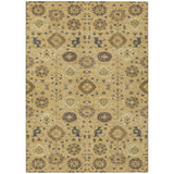 5' X 8' Gold And Brown Geometric Washable Indoor Outdoor Area Rug