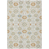 3' X 5' Ivory And Linen Geometric Washable Indoor Outdoor Area Rug