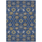 3' X 5' Navy Blue And Blue Geometric Washable Indoor Outdoor Area Rug