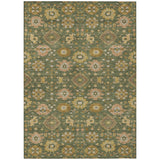 3' X 5' Olive Green And Green Geometric Washable Indoor Outdoor Area Rug