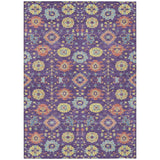 5' X 8' Purple And Plum Geometric Washable Indoor Outdoor Area Rug