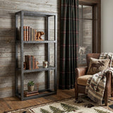 30" Gray Metal One Tier Bookcase