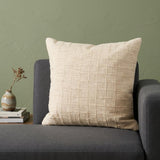 22" Ivory Cotton Blend Throw Pillow Cover