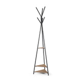 71" Black Metal Six Hook Freestanding Coat Rack