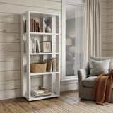 39" White Wood Three Tier Bookcase
