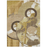 3' X 5' Gold And Saffron Geometric Washable Indoor Outdoor Area Rug