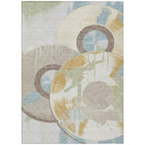 3' X 5' Ivory And Beige Geometric Washable Indoor Outdoor Area Rug