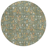 8' Green And Brown Round Stars Washable Indoor Outdoor Area Rug