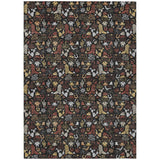 5' X 8' Black And Brown Stars Washable Indoor Outdoor Area Rug