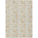 5' X 8' Ivory And Cream Stars Washable Indoor Outdoor Area Rug