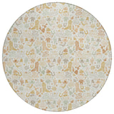 8' Ivory And Cream Round Stars Washable Indoor Outdoor Area Rug
