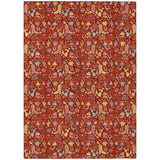 3' X 5' Red And Coral Stars Washable Indoor Outdoor Area Rug