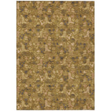 3' X 5' Walnut And Gold Stars Washable Indoor Outdoor Area Rug