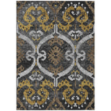 3' X 5' Black And Graphite Ikat Washable Indoor Outdoor Area Rug