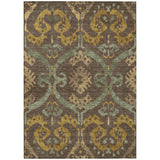 5' X 8' Chocolate And Brown Ikat Washable Indoor Outdoor Area Rug
