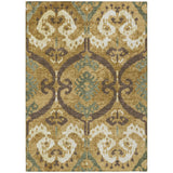 3' X 5' Gold And Brown Ikat Washable Indoor Outdoor Area Rug