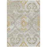 3' X 5' Ivory And Linen Ikat Washable Indoor Outdoor Area Rug