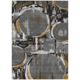 3' X 5' Gray And Graphite Abstract Washable Indoor Outdoor Area Rug