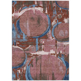 3' X 5' Merlot And Red Abstract Washable Indoor Outdoor Area Rug