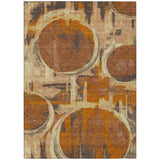 3' X 5' Orange And Copper Abstract Washable Indoor Outdoor Area Rug