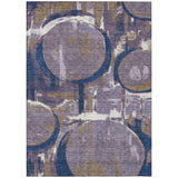 5' X 8' Plum And Purple Abstract Washable Indoor Outdoor Area Rug