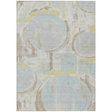 3' X 5' Silver And Gray Abstract Washable Indoor Outdoor Area Rug