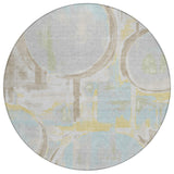 8' Silver And Gray Round Abstract Washable Indoor Outdoor Area Rug