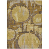3' X 5' Walnut And Gold Abstract Washable Indoor Outdoor Area Rug