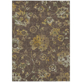 3' X 5' Chocolate And Brown Floral Washable Indoor Outdoor Area Rug