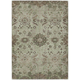3' X 5' Green And Khaki Damask Washable Indoor Outdoor Area Rug