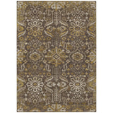 3' X 5' Chocolate And Brown Damask Washable Indoor Outdoor Area Rug