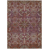 3' X 5' Eggplant And Purple Damask Washable Indoor Outdoor Area Rug