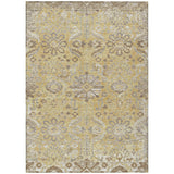 3' X 5' Gold And Wheat Damask Washable Indoor Outdoor Area Rug