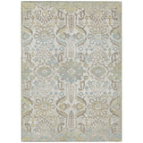 3' X 5' Ivory And Beige Damask Washable Indoor Outdoor Area Rug